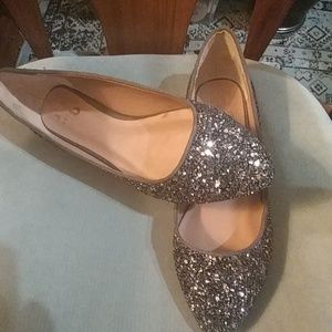 Gorgeous Glittery silver flats Nwot